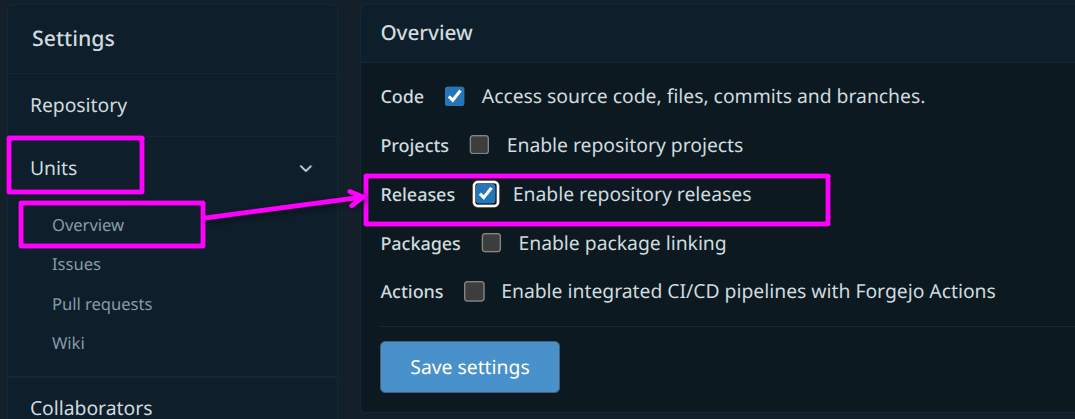 Enable releases